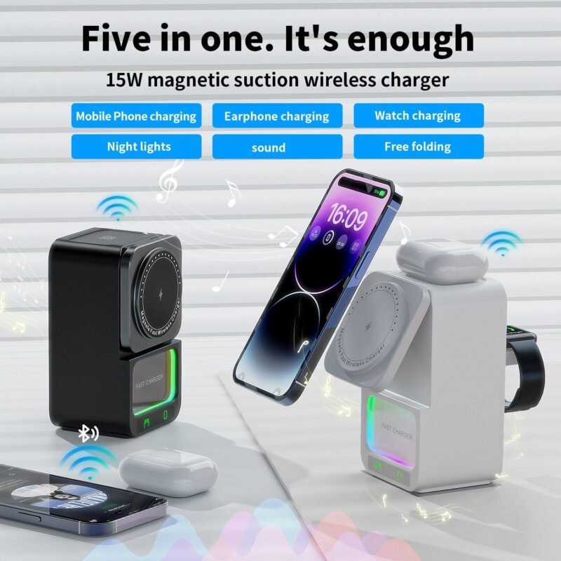 DH19 4IN1 Magnetic Wireless Charger Stand  With Speaker - Image 5